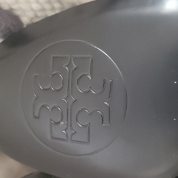 Tory Burch Colin Black Patent Leather Glitter Block Heels, Round Toe 6 M - Picture 6 of 10